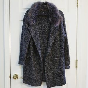 Bobeau fur collar cardigan